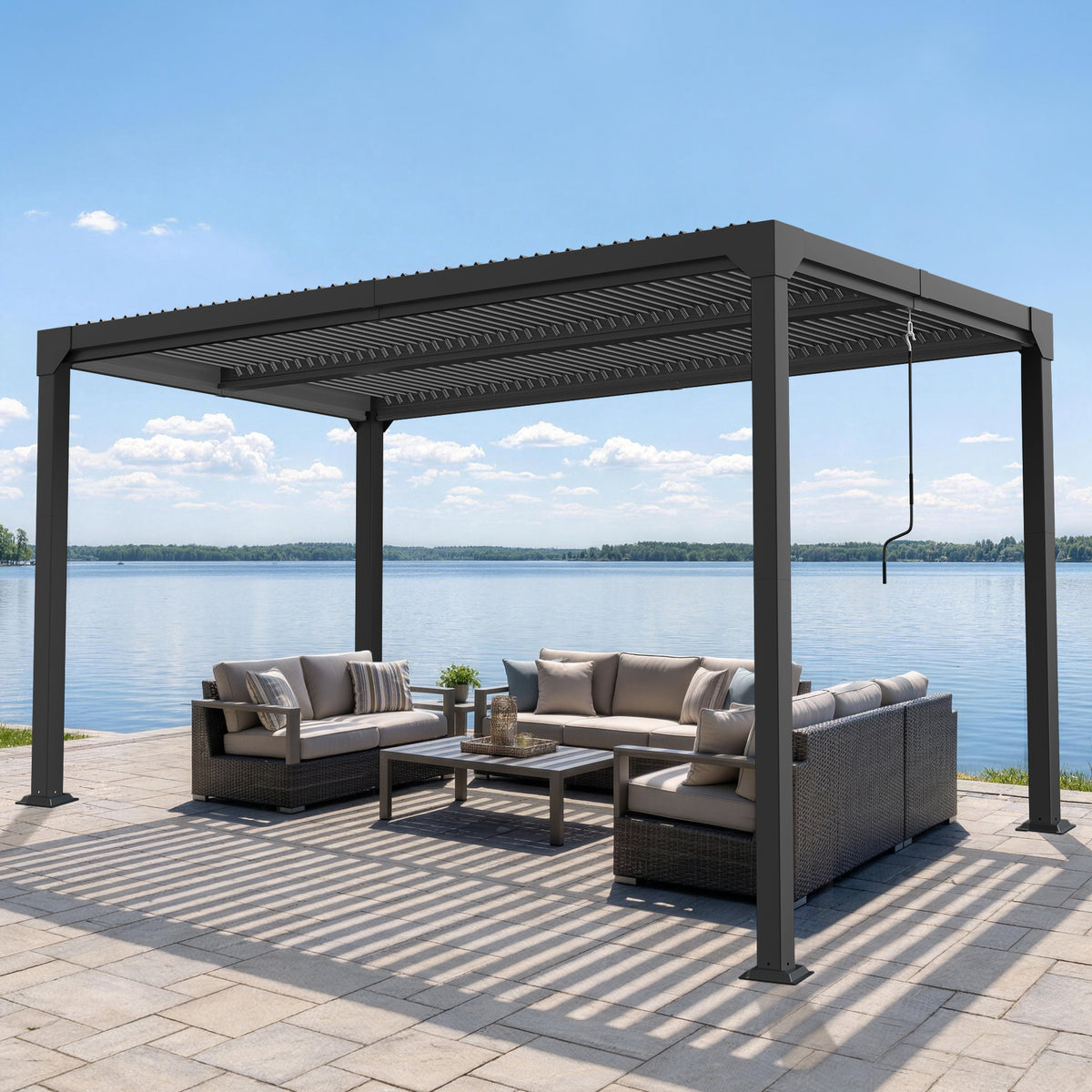 Patioslife Atlantic Aluminium-Lamellenpergola – freistehende Pergola mit verstellbarem Lamellendach