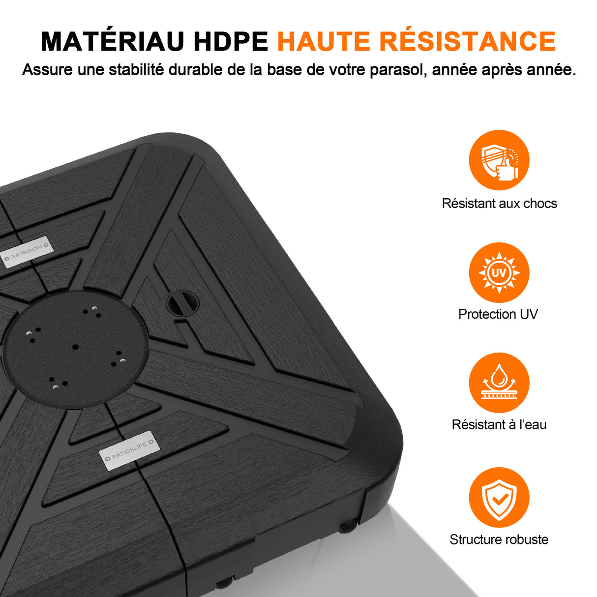 Befüllbarer HDPE-Sonnenschirmständer mit Rollen – Befüllgewicht 115–200 kg, geeignet für Garten, Terrasse und Poolbereich