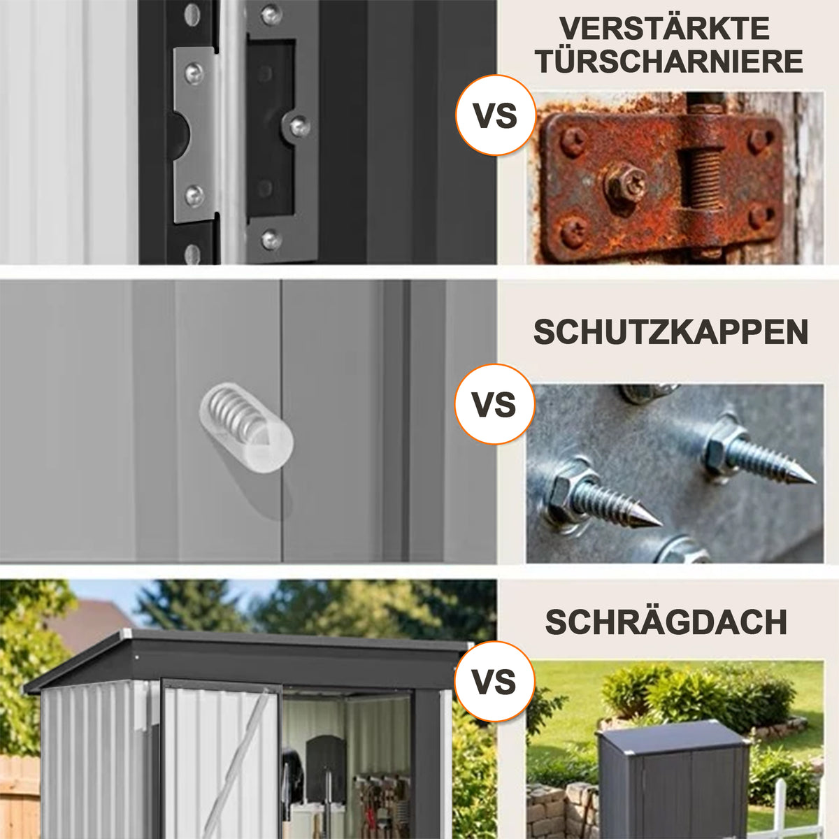 Patioslife YardVault Pro Gerätehaus Metall mit Fenster und abschließbarer Tür – aus verzinktem Stahl, rostgeschützt, extra stabil