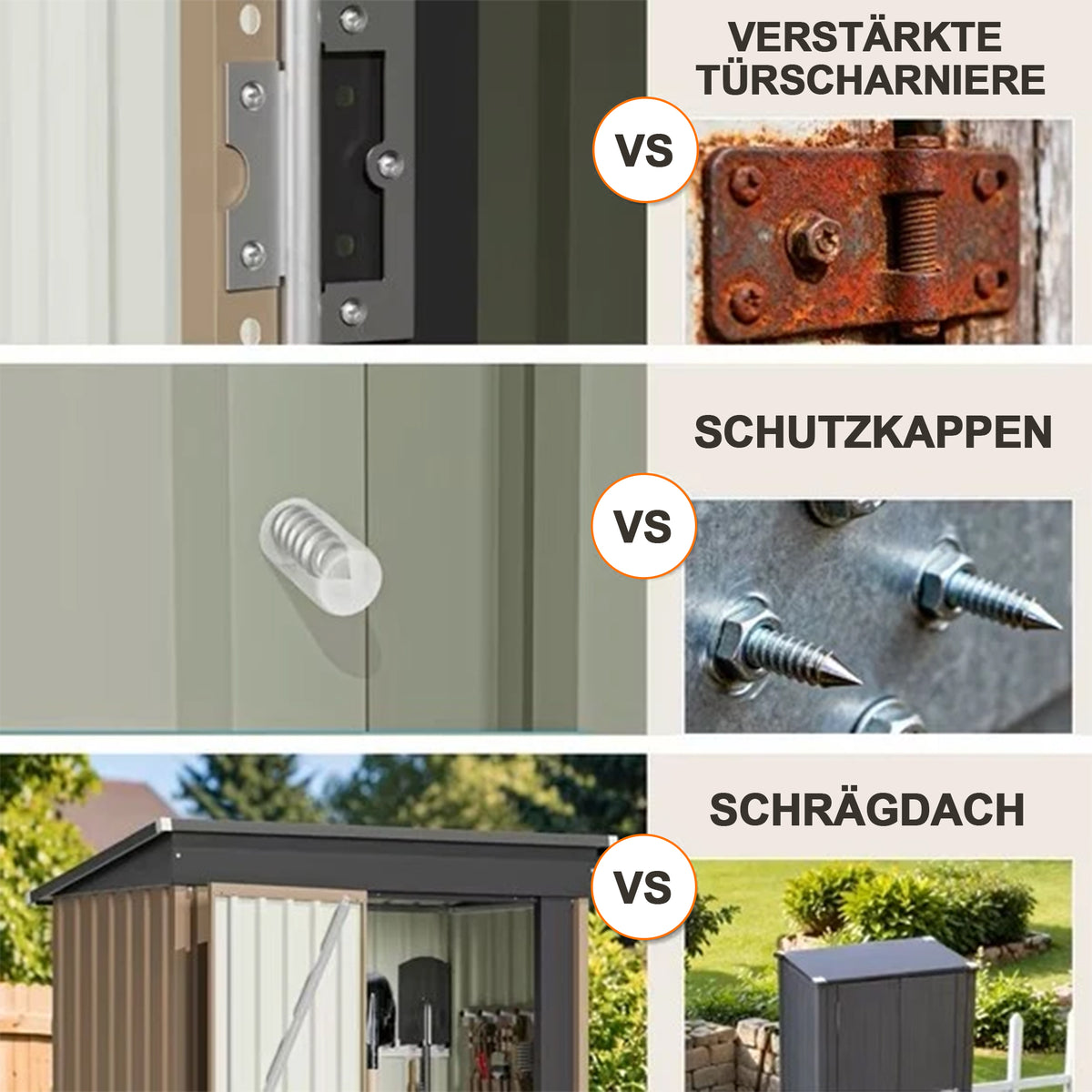 Patioslife Metallgerätehaus mit Satteldach aus verzinktem Stahlblech – wetterfester Geräteschuppen für Gartengeräte