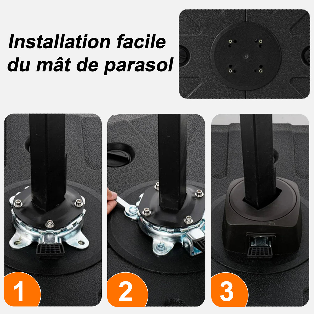 Befüllbarer HDPE-Sonnenschirmständer mit Rollen – Befüllgewicht 115–200 kg, geeignet für Garten, Terrasse und Poolbereich