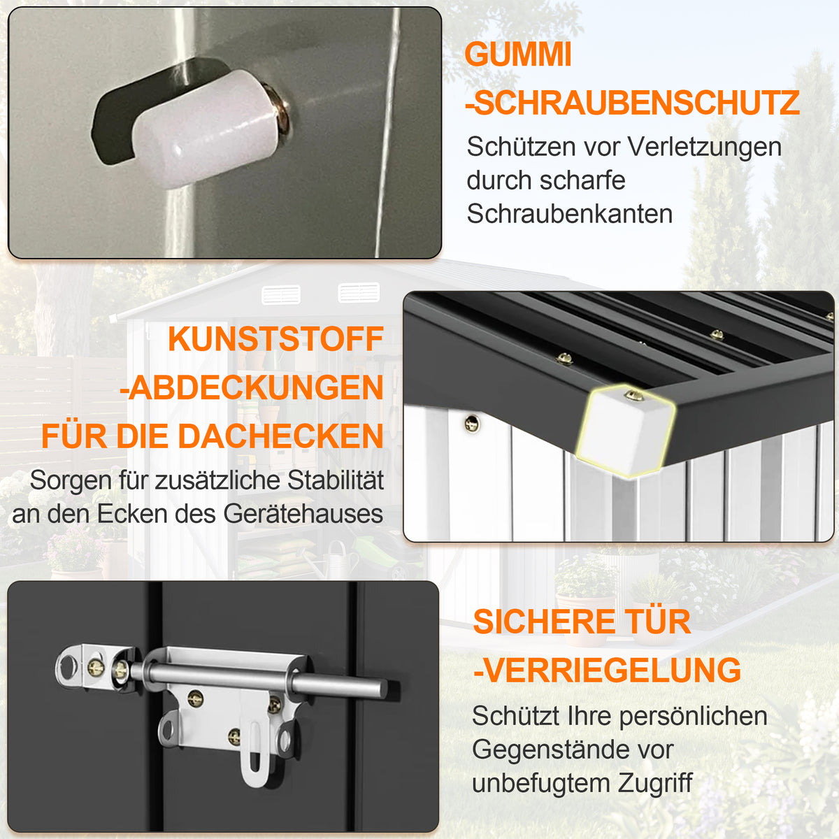 Patioslife YardVault Pro Gerätehaus Metall mit Fenster und abschließbarer Tür – aus verzinktem Stahl, rostgeschützt, extra stabil