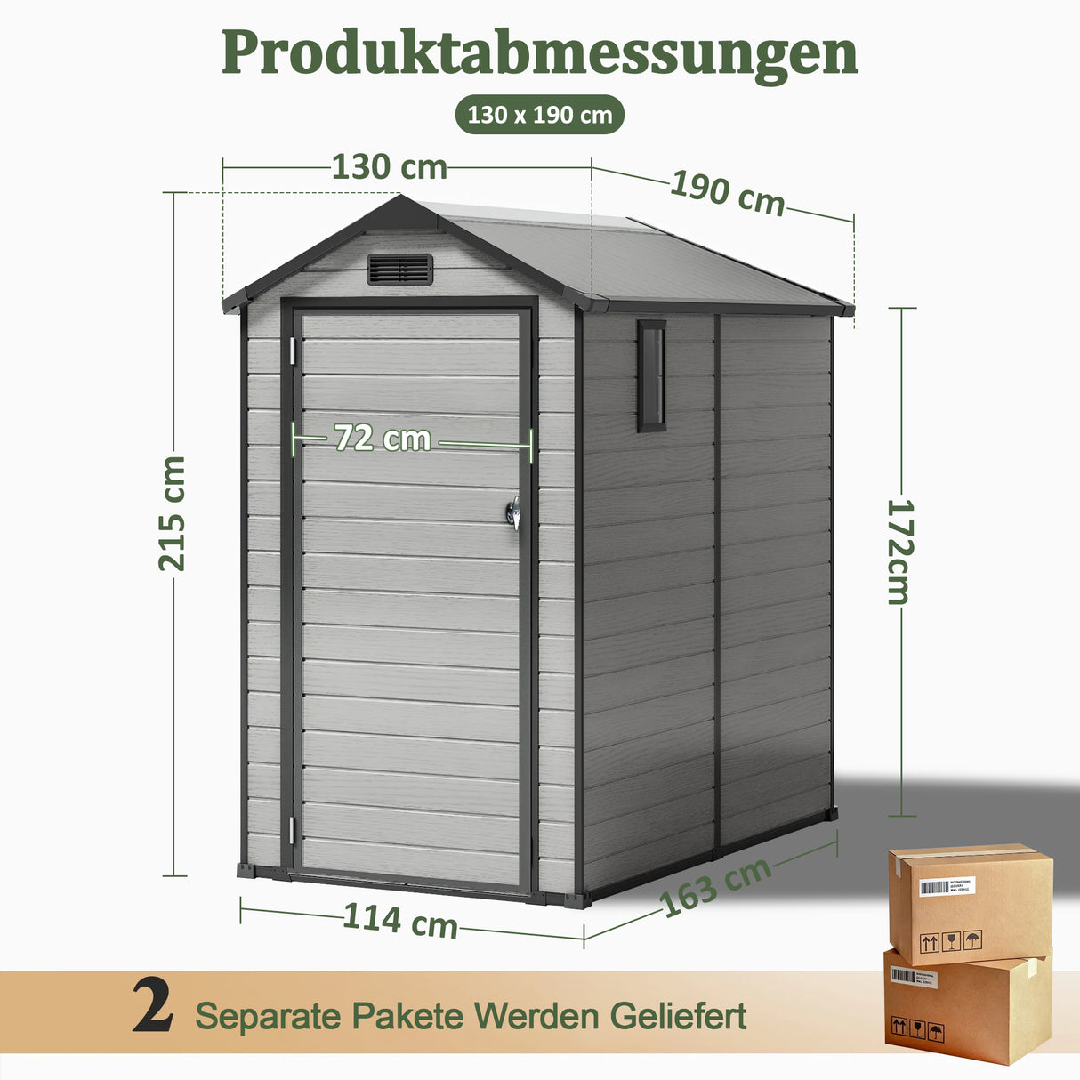 Patioslife YardVault Gerätehaus aus wetterfestem Kunstharz – mit Boden, Schloss und Fenster