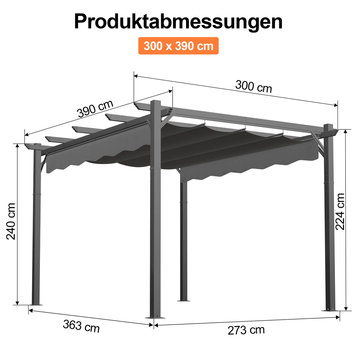 Patioslife Atlantic Pergola mit verstellbarem Sonnendach – Robuste Terrassenüberdachung für Garten und Terrasse
