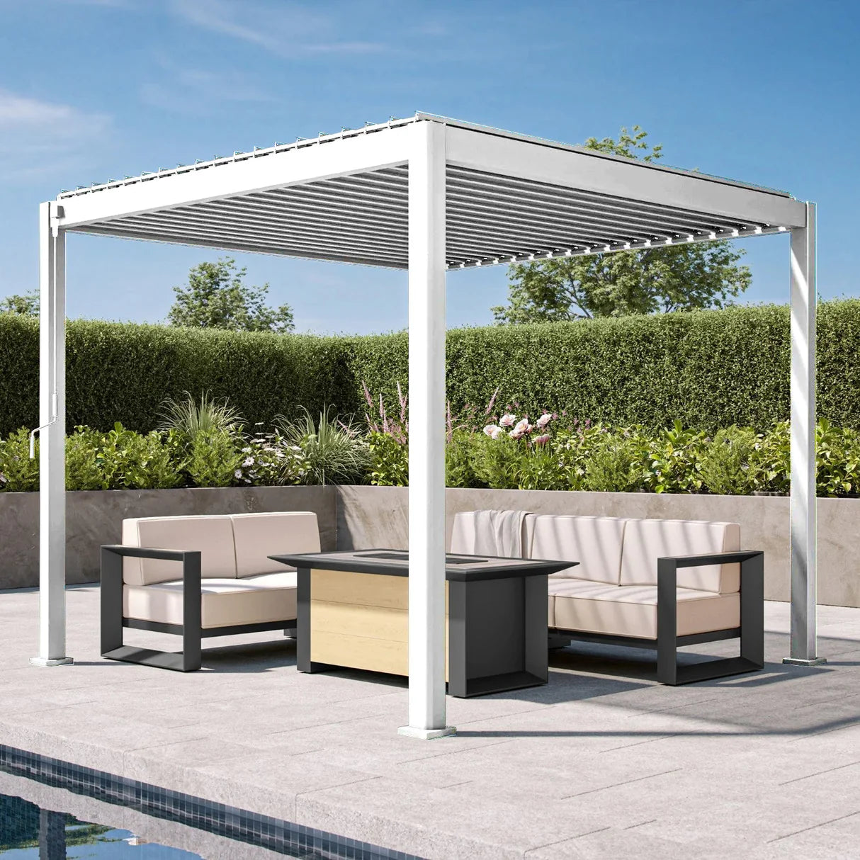Patioslife Atlantic™ Aluminium-Lamellenpergola – freistehende Pergola mit verstellbarem Lamellendach