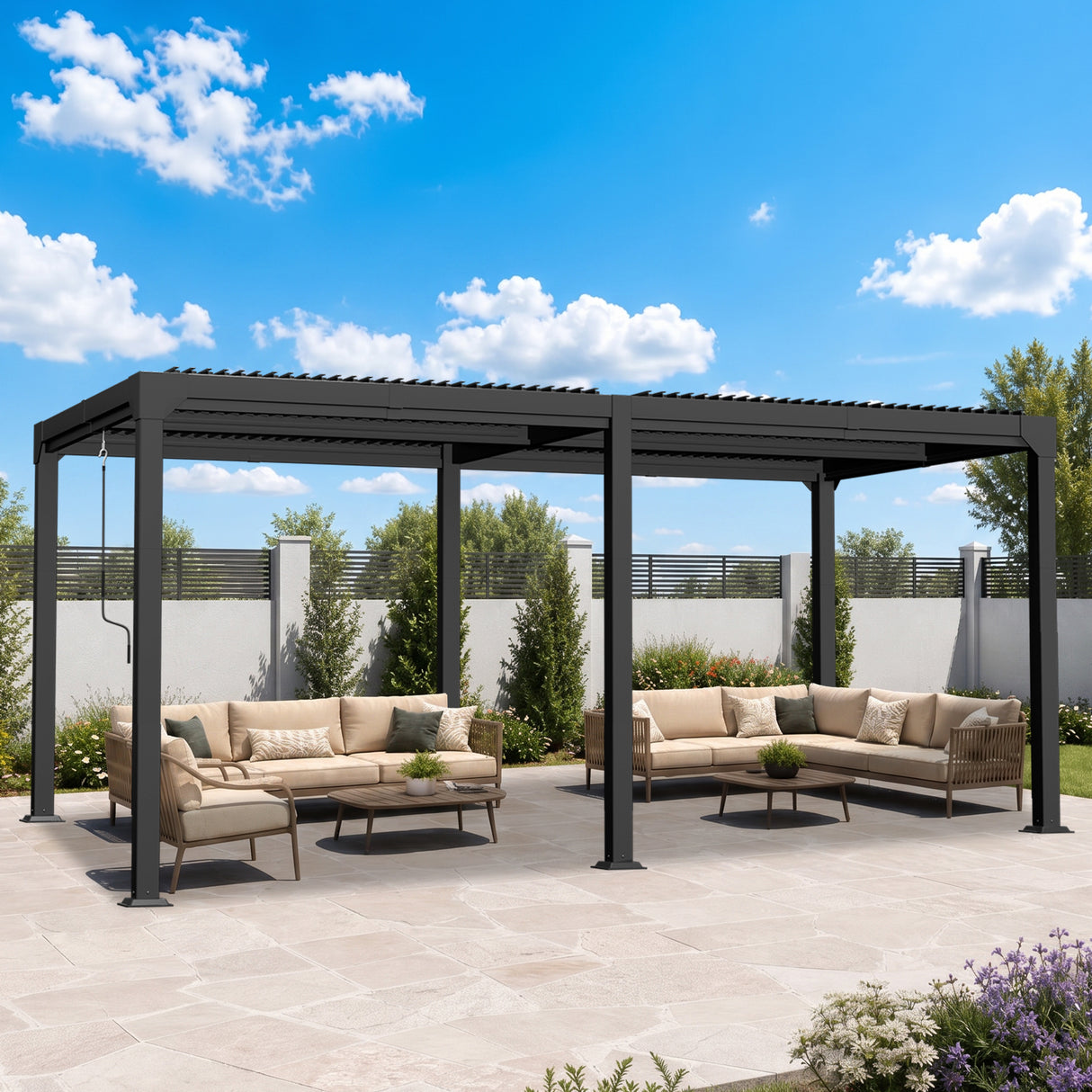 Patioslife Atlantic Aluminium-Lamellenpergola – freistehende Pergola mit verstellbarem Lamellendach