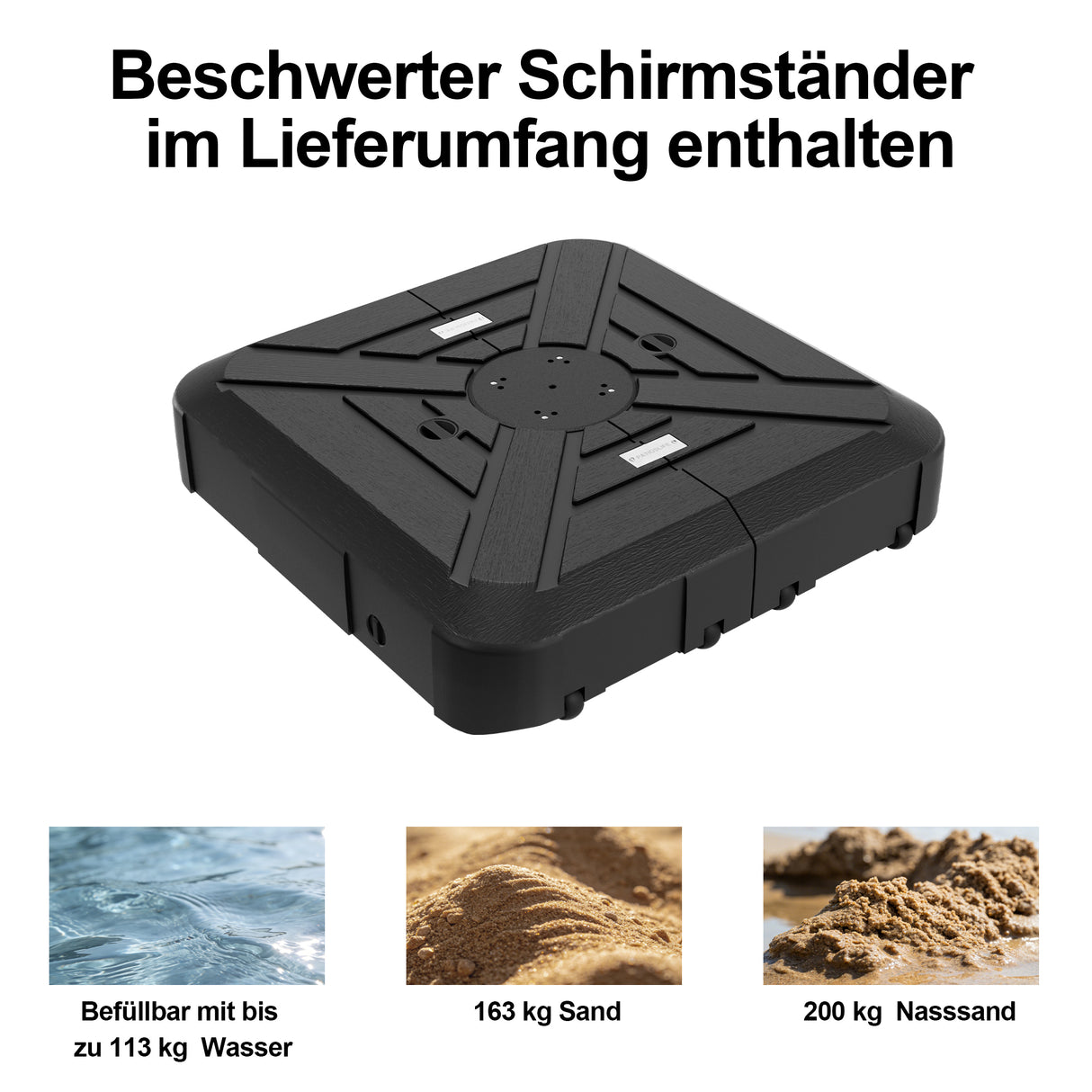 Patioslife Aegis Pro Ampelschirm – rechteckig, mit integrierter LED-Beleuchtung, Metall-Kreuzfuß & verstärktem Aluminiumgestell