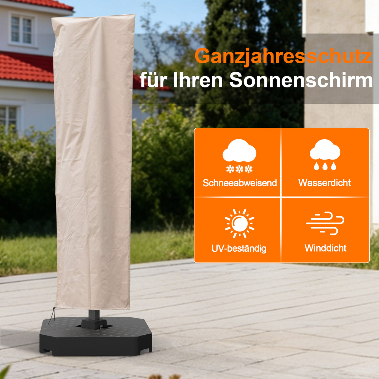 Patioslife Aegis – Schutzhülle für Ampelschirm passend für Ø 2,7–4 m – 600D Oxford, Wasserdicht & UV-beständig