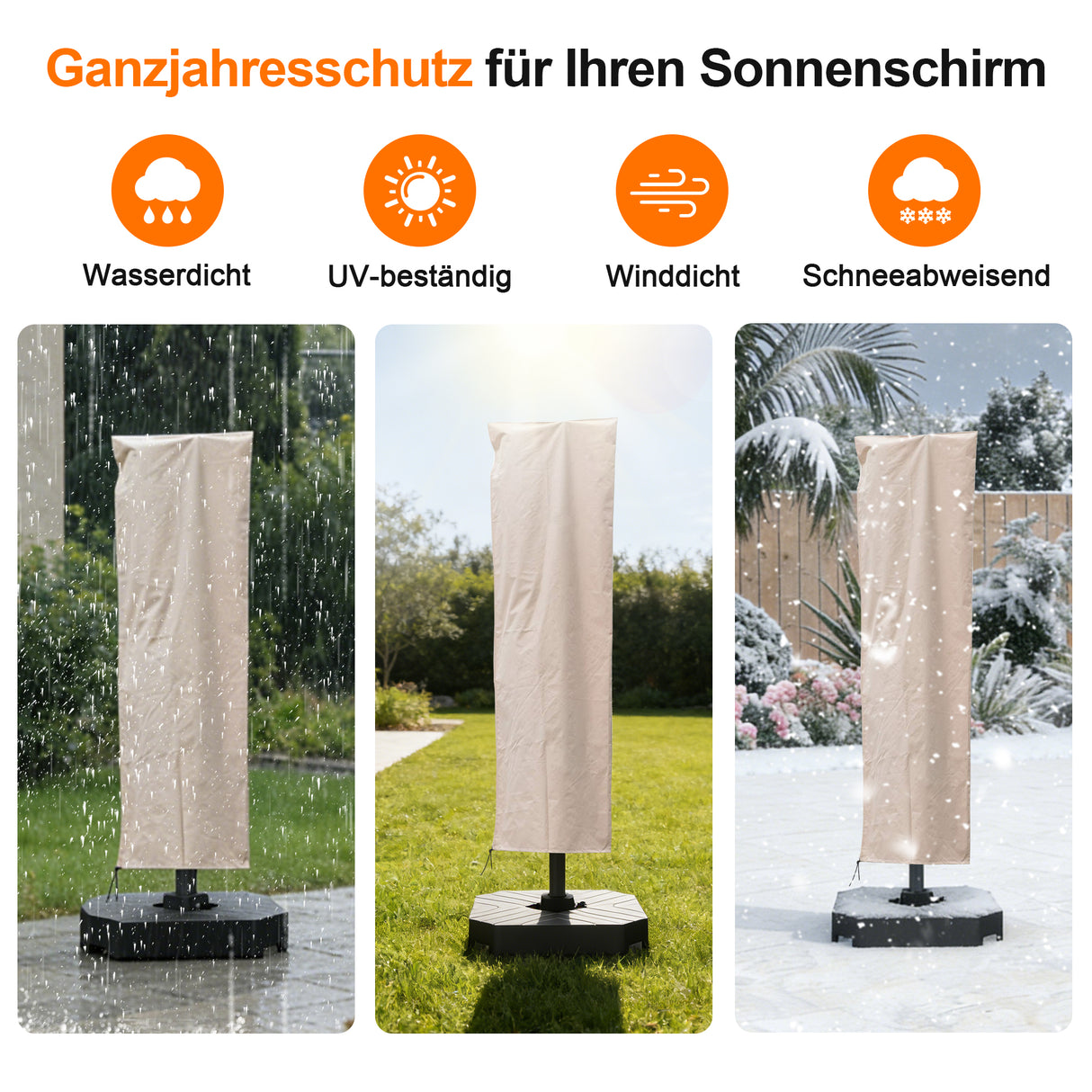 Patioslife Aegis – Schutzhülle für Ampelschirm passend für Ø 2,7–4 m – 600D Oxford, Wasserdicht & UV-beständig