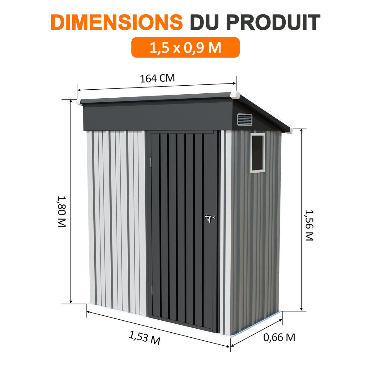 Patioslife YardVault Pro Gerätehaus Metall mit Fenster und abschließbarer Tür – aus verzinktem Stahl, rostgeschützt, extra stabil