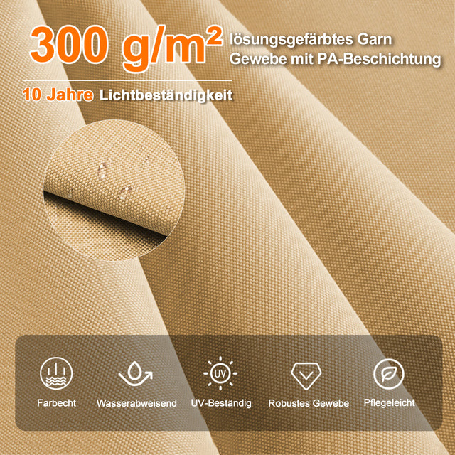 Patioslife Aegis Premium Ampelschirm mit integrierter LED-Beleuchtung, Fiberglasstreben, pulverbeschichtetem Aluminiumgestell und Schutzhülle