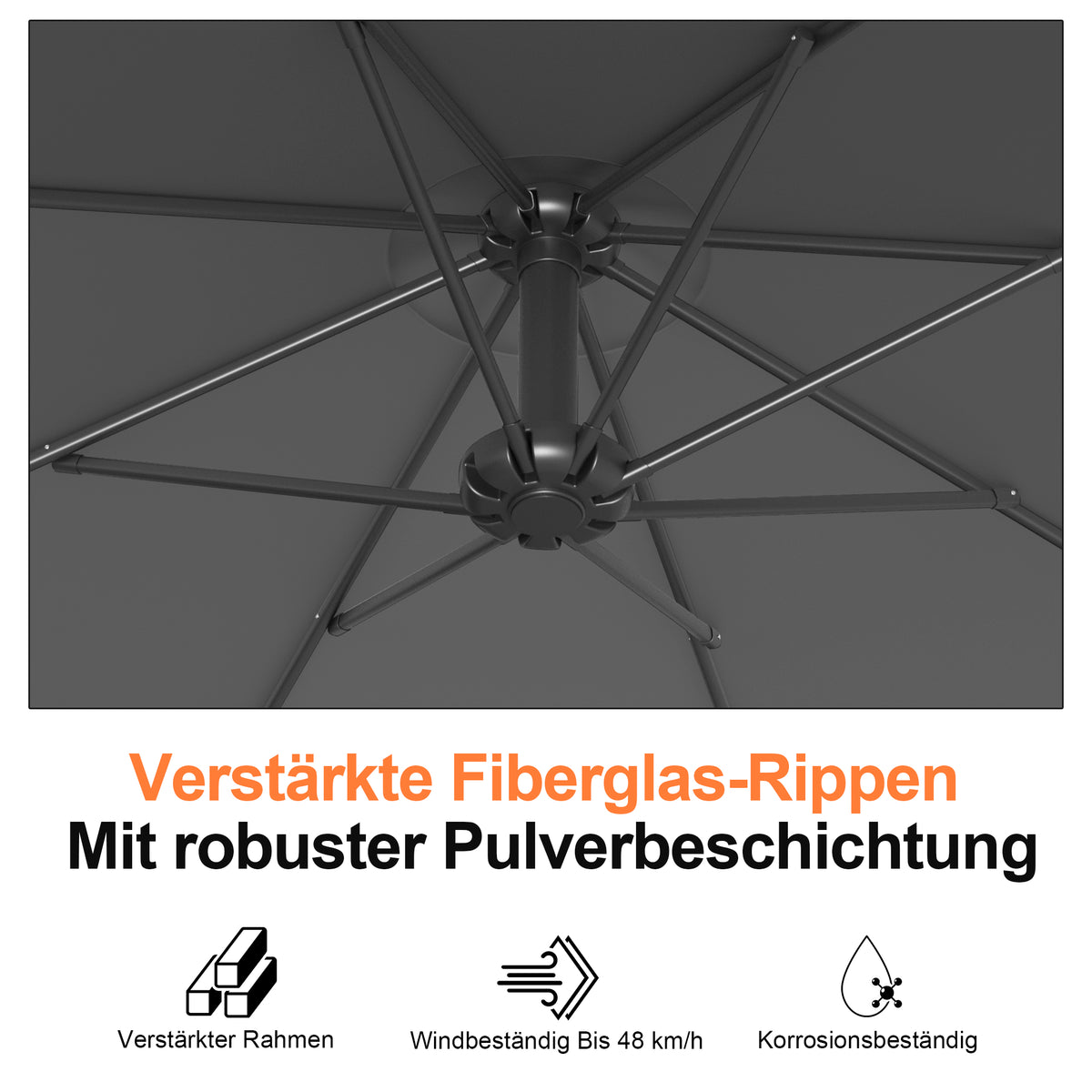Patioslife Ampelschirm 3,0 m mit Standfuß – Stabiler Premium-Sonnenschirm für Terrasse, Garten & Lounge