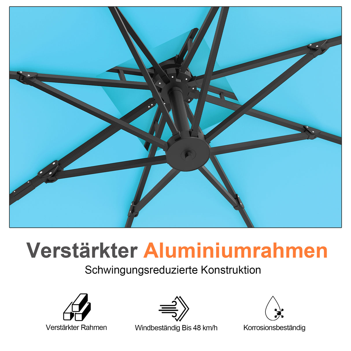 Patioslife Aegis Pro Ampelschirm -moderner Sonnenschirm mit Kreuzfuß und verstärktem