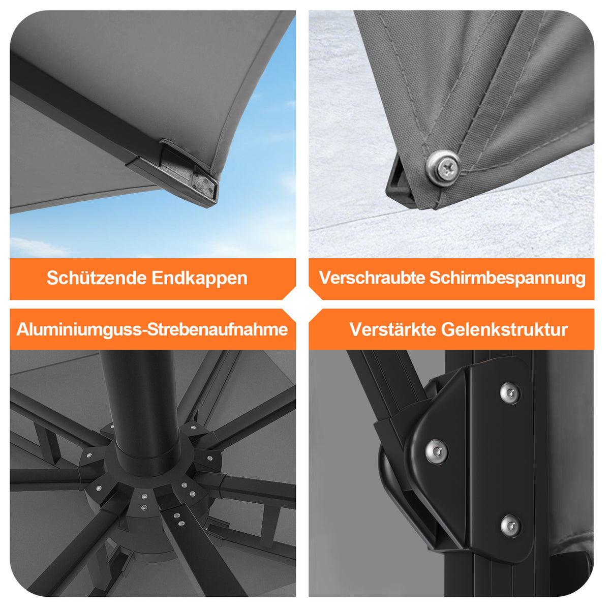 Patioslife Aegis Signature Drehbarer Ampelschirm mit verstellbarem Neigungswinkel | Großer Sonnenschirm für Garten, Terrasse & Poolbereich | Inkl. Premium-Schutzhülle