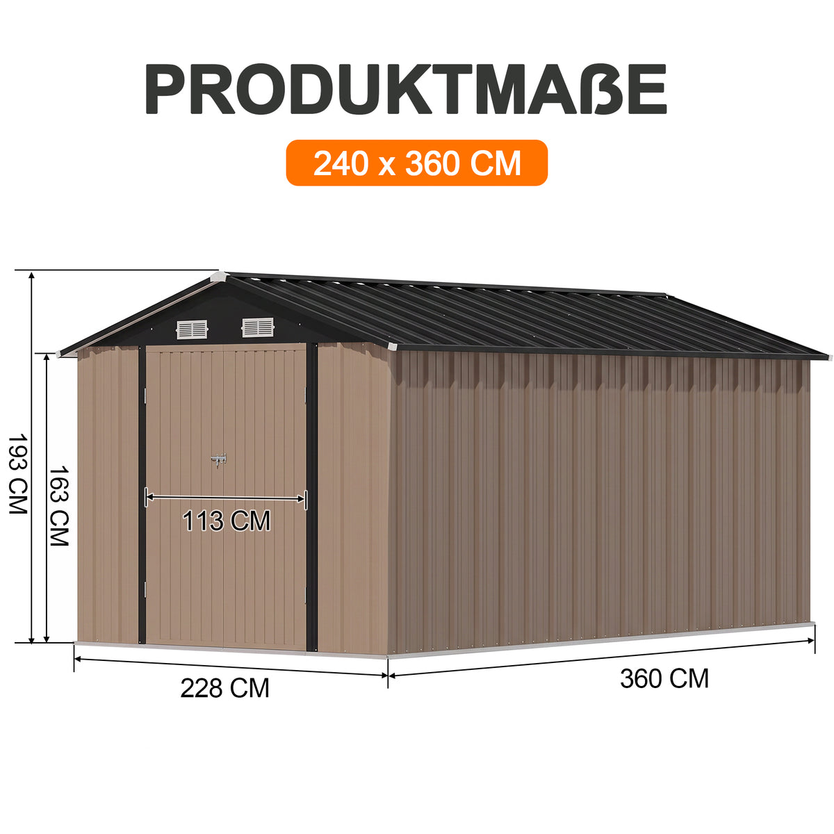Patioslife Metallgerätehaus mit Satteldach aus verzinktem Stahlblech – wetterfester Geräteschuppen für Gartengeräte