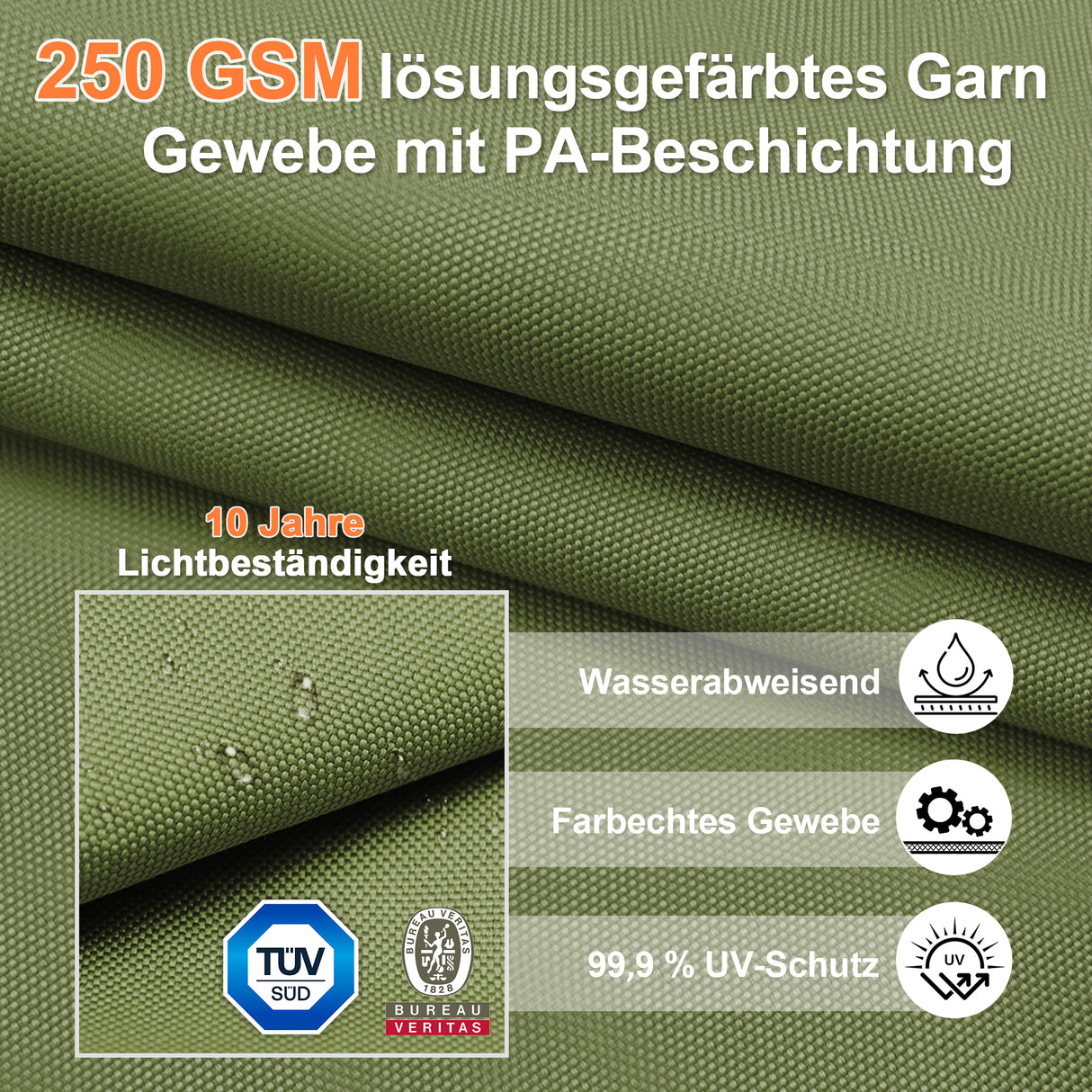 Patioslife Aegis Pro Ampelschirm – rechteckig, mit integrierter LED-Beleuchtung, Metall-Kreuzfuß & verstärktem Aluminiumgestell