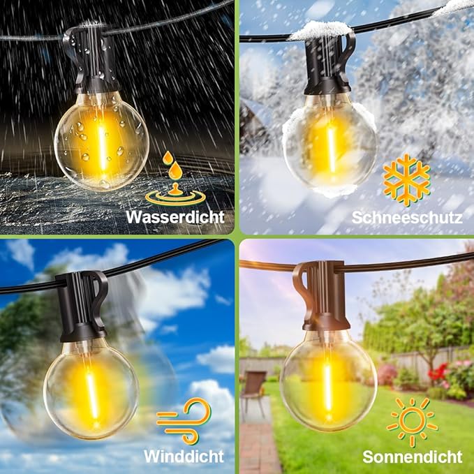 Patioslife™ | 30m Outdoor-Lichterkette – 1 Packung, wasserdicht & bruchfest, 2700K warmweiß für Partys, Garten & Terrasse