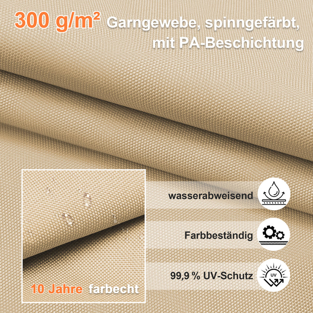 Patioslife Aegis – Motorisierter Doppeldach-Sonnenschirm mit Fernbedienung, UPF 50+, Solar-LED-Beleuchtung und sturmfestem Gestell