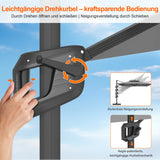 Patioslife Aegis Pro Ampelschirm -moderner Sonnenschirm mit Kreuzfuß und verstärktem Aluminiumgestell für Garten und Terrasse.