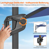 Patioslife Aegis Pro Ampelschirm -moderner Sonnenschirm mit Kreuzfuß und verstärktem Aluminiumgestell für Garten und Terrasse.