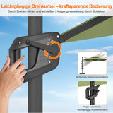 Patioslife Aegis Pro Ampelschirm -moderner Sonnenschirm mit Kreuzfuß und verstärktem Aluminiumgestell für Garten und Terrasse.
