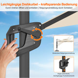 Patioslife Aegis Pro Ampelschirm -moderner Sonnenschirm mit Kreuzfuß und verstärktem Aluminiumgestell für Garten und Terrasse.