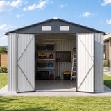 Patioslife YardVault Pro Gerätehaus Metall mit Fenster und abschließbarer Tür – aus verzinktem Stahl, rostgeschützt, extra stabil