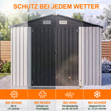 Patioslife YardVault Pro Gerätehaus Metall mit Fenster und abschließbarer Tür – aus verzinktem Stahl, rostgeschützt, extra stabil