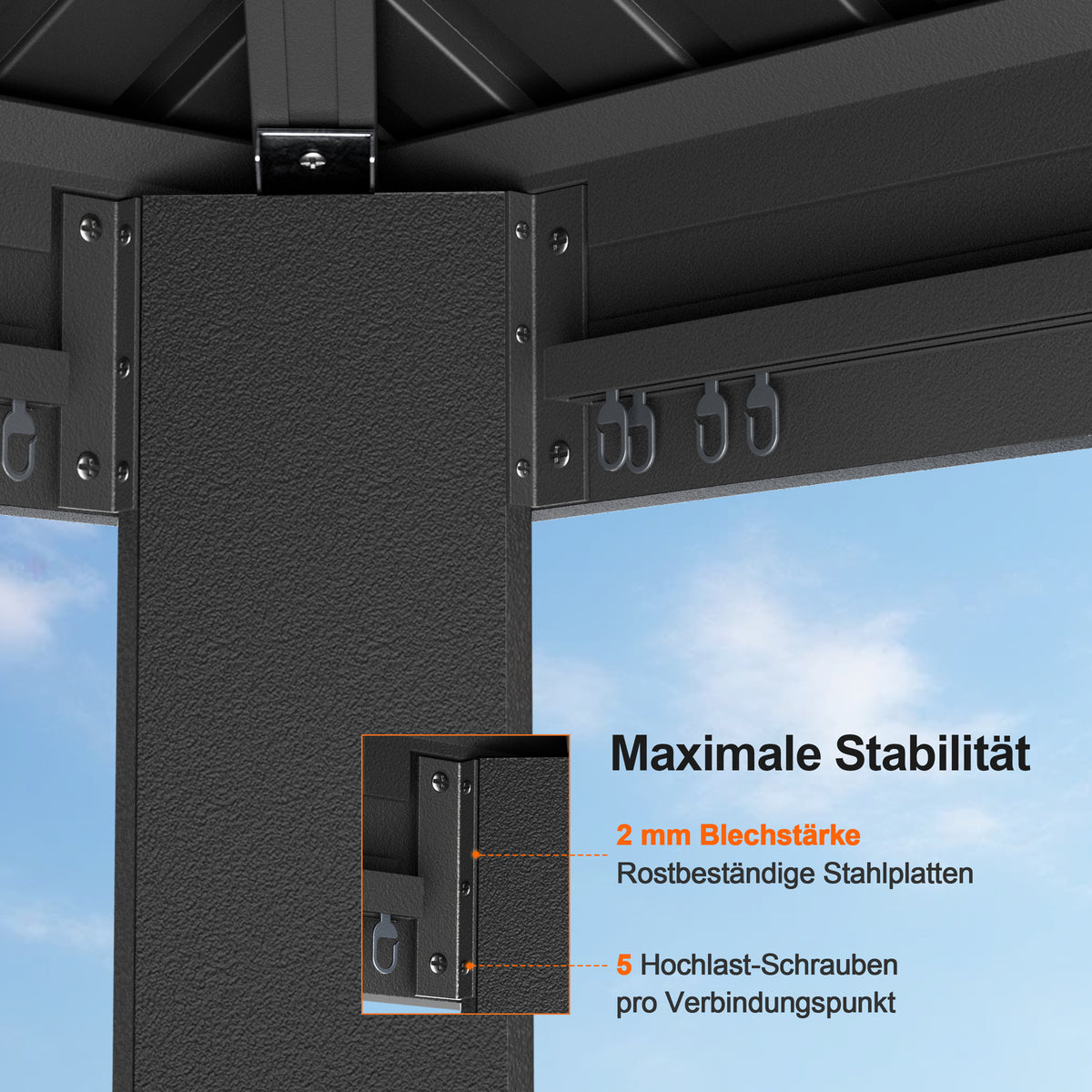 Patioslife Aluminium-Carport mit Stahldach – Wetterfester Fahrzeug-Unterstand für Auto, Motorrad & Wohnmobil