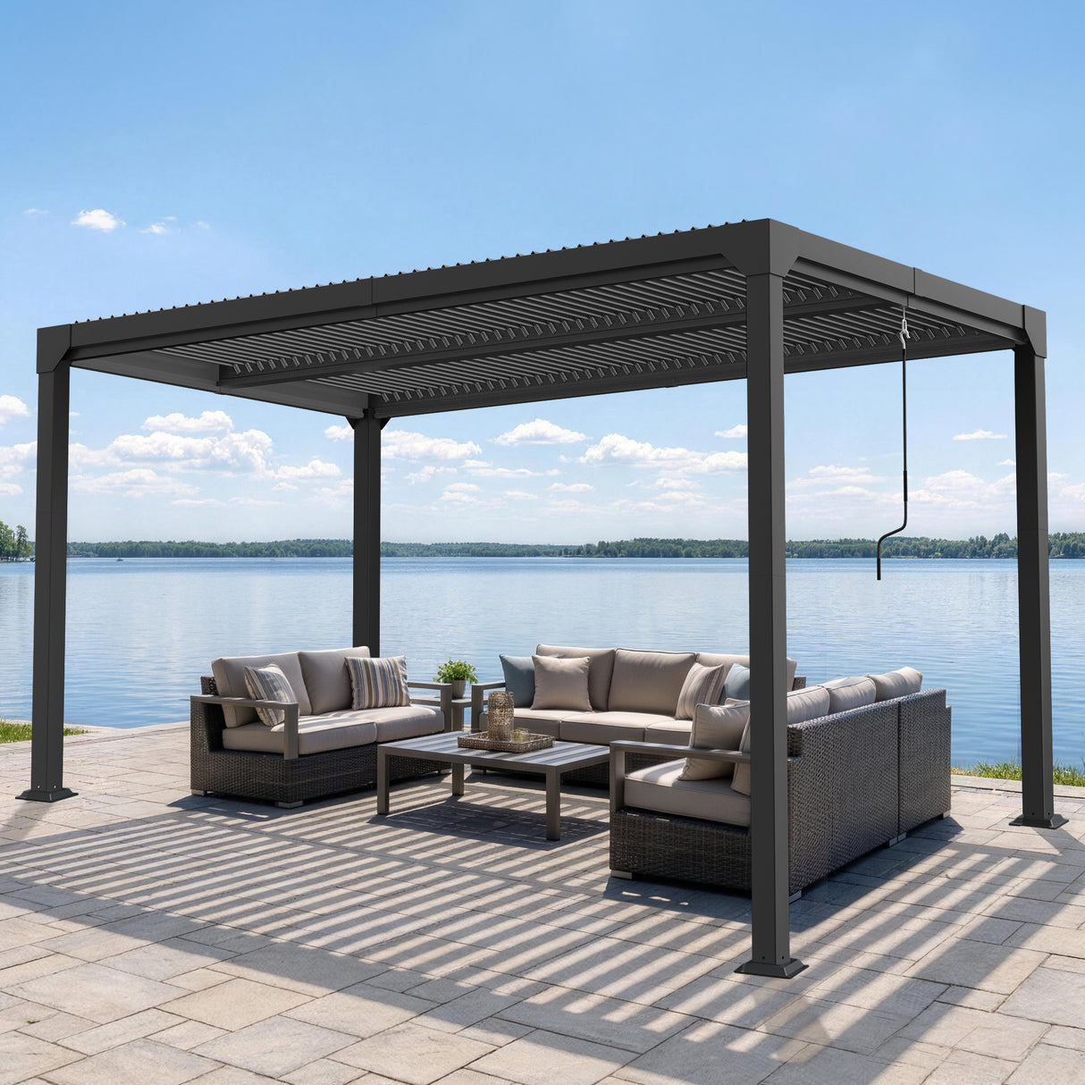 Patioslife Atlantic Aluminium-Lamellenpergola – freistehende Pergola mit verstellbarem Lamellendach