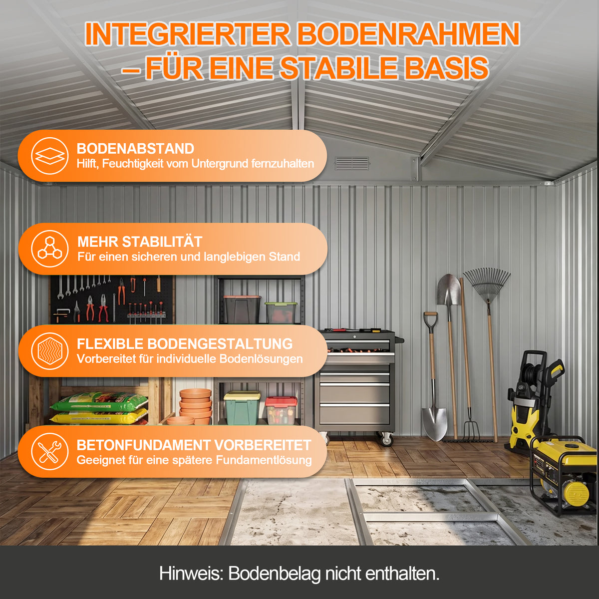 Patioslife YardVault Pro Gerätehaus Metall mit Fenster und abschließbarer Tür – aus verzinktem Stahl, rostgeschützt, extra stabil