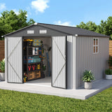 Patioslife YardVault Pro Gerätehaus Metall mit Fenster und abschließbarer Tür – aus verzinktem Stahl, rostgeschützt, extra stabil