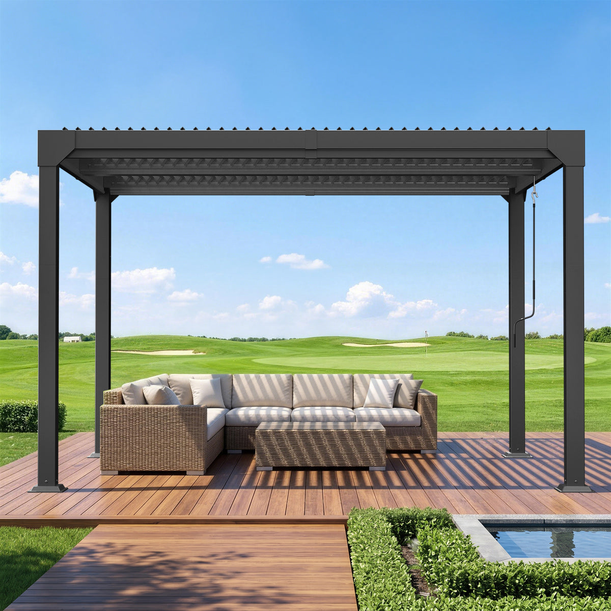 Patioslife Atlantic Aluminium-Lamellenpergola – freistehende Pergola mit verstellbarem Lamellendach