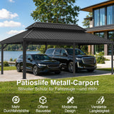 Patioslife Aluminium-Carport mit Stahldach – Wetterfester Fahrzeug-Unterstand für Auto, Motorrad & Wohnmobil