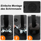 Befüllbarer HDPE-Sonnenschirmständer mit Rollen – Befüllgewicht 115–200 kg, geeignet für Garten, Terrasse und Poolbereich