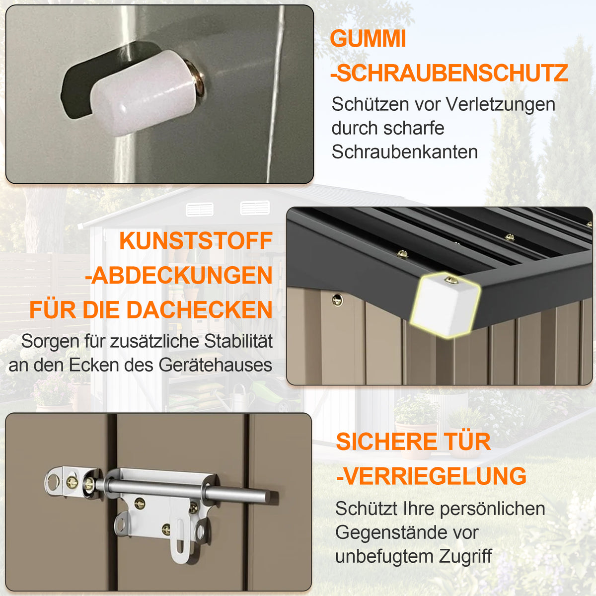 Patioslife Metallgerätehaus mit Satteldach aus verzinktem Stahlblech – wetterfester Geräteschuppen für Gartengeräte