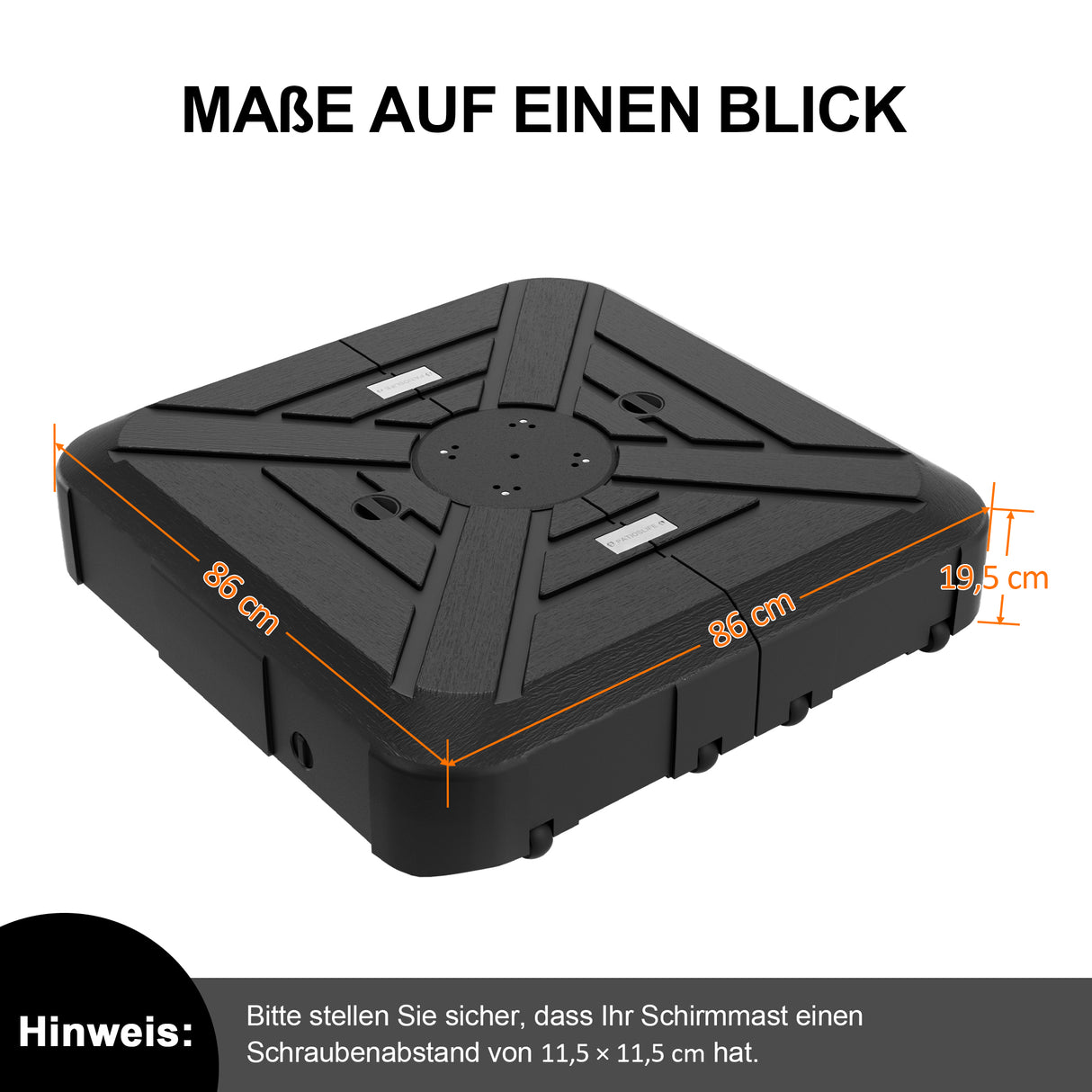 Befüllbarer HDPE-Sonnenschirmständer mit Rollen – Befüllgewicht 115–200 kg, geeignet für Garten, Terrasse und Poolbereich