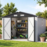 Patioslife YardVault Pro Gerätehaus Metall mit Fenster und abschließbarer Tür – aus verzinktem Stahl, rostgeschützt, extra stabil