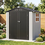 Patioslife YardVault Pro Gerätehaus Metall mit Fenster und abschließbarer Tür – aus verzinktem Stahl, rostgeschützt, extra stabil