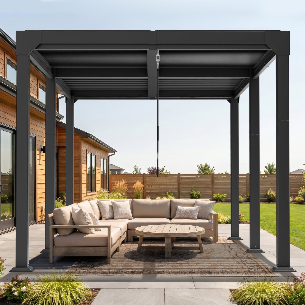 Patioslife Atlantic Aluminium-Lamellenpergola – freistehende Pergola mit verstellbarem Lamellendach