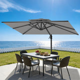 Patioslife Aegis Pro Ampelschirm -moderner Sonnenschirm mit Kreuzfuß und verstärktem Aluminiumgestell für Garten und Terrasse.