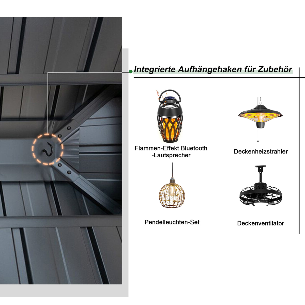 Patioslife Haven Pergola – Aluminium, Doppelbelüftung & Entwässerung – Elegantes Design mit Vorhängen für Terrasse