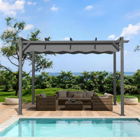 Patioslife Atlantic Pergola mit verstellbarem Sonnendach – Robuste Terrassenüberdachung für Garten und Terrasse