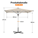 Patioslife Sonnenschirm – quadratisch & rund | Robuster Aluminiummast, doppelt belüftetes Schirmdach | 2,7 m, 3 m & 3,35 m
