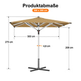 Patioslife Sonnenschirm – quadratisch & rund | Robuster Aluminiummast, doppelt belüftetes Schirmdach | 2,7 m, 3 m & 3,35 m
