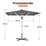 Patioslife Sonnenschirm – quadratisch & rund | Robuster Aluminiummast, doppelt belüftetes Schirmdach | 2,7 m, 3 m & 3,35 m