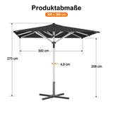 Patioslife Sonnenschirm – quadratisch & rund | Robuster Aluminiummast, doppelt belüftetes Schirmdach | 2,7 m, 3 m & 3,35 m