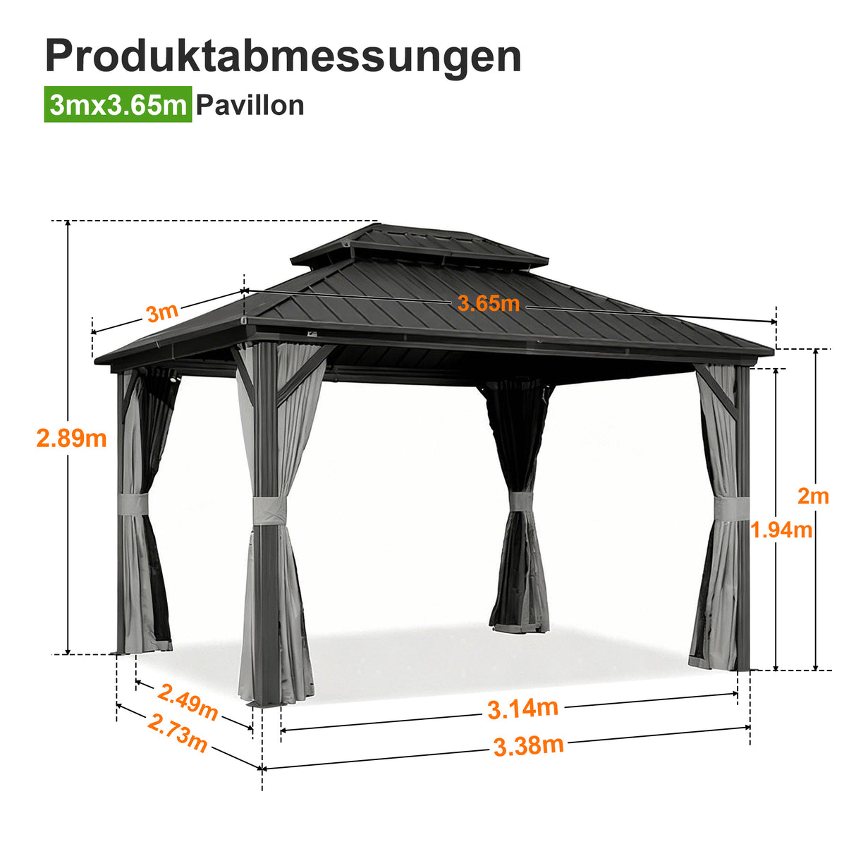 Patioslife Luxury Haven Hardtop-Pavillon aus Aluminium – 12x12 cm starke Pfosten, integrierte Entwässerung & doppelt belüftetes Dach mit Vorhängen