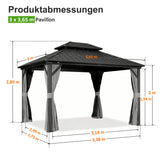 Patioslife Haven Pergola – Aluminium, Doppelbelüftung & Entwässerung – Elegantes Design mit Vorhängen für Terrasse