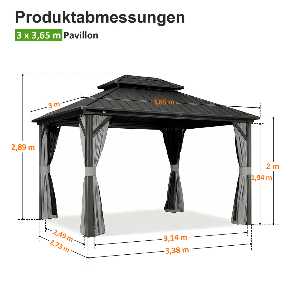 Patioslife Haven Pavillon – Wetterfest, Aluminium & Hartdach mit integriertem Rinnensystem – Robust bei Regen & Wind